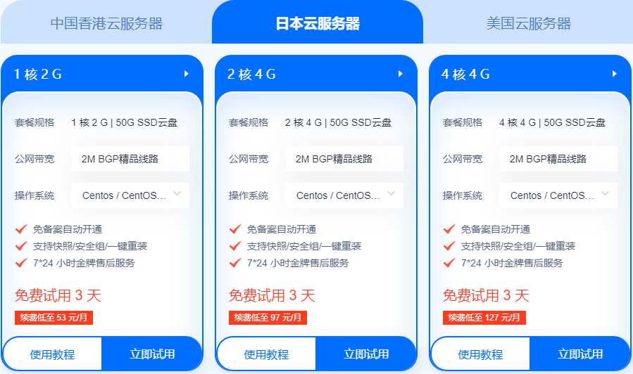 免费试用国外云服务器推荐
